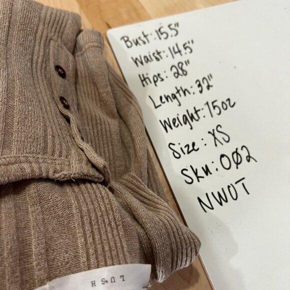 Lush Ribbed Henley A-Line Long Sleeve Dress Beige Irish Cream Size XS NWOT - Picture 10 of 10